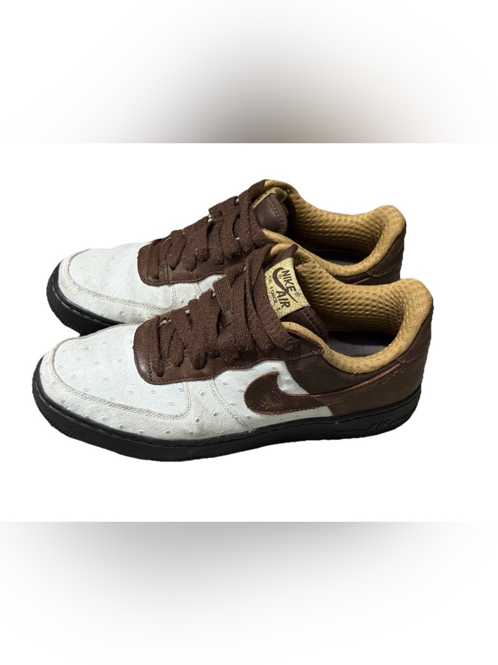 RARE Ostrich 2006 Nike Air Force 1 Premium Boxing Champ White Baroque Brown SZ 9